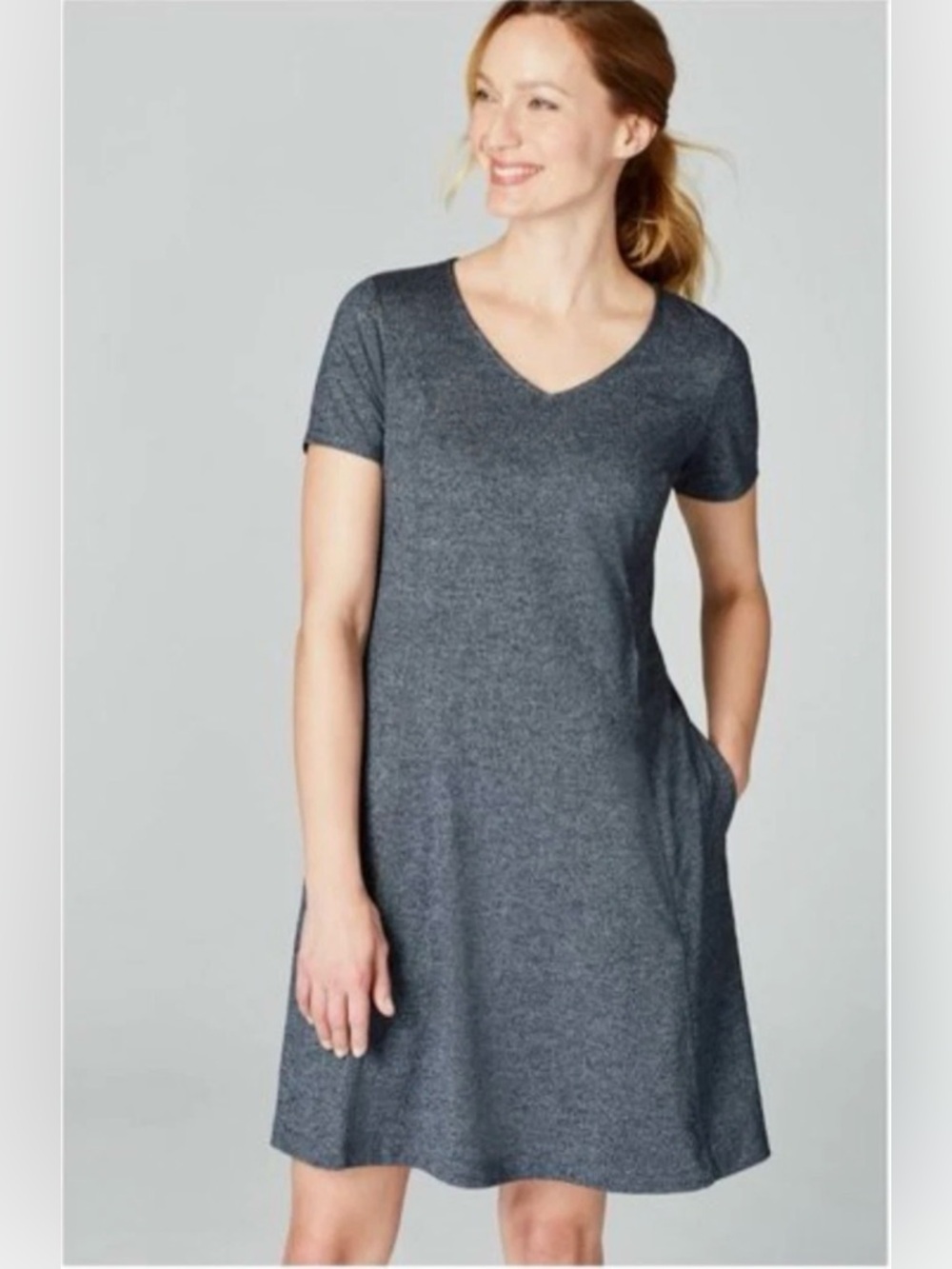 J.jill Small Fit Marled Minimalist Gray Dress Pockets Normcore Loungewear Casua